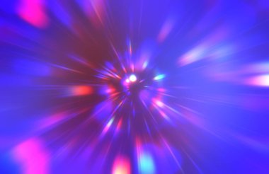 Parlak, canlı ve renkli duvar kağıtları. Parlayan parçacıkları ve çizgileri olan ışık patlaması yıldızı. Güzel soyut ışın arkaplanı.