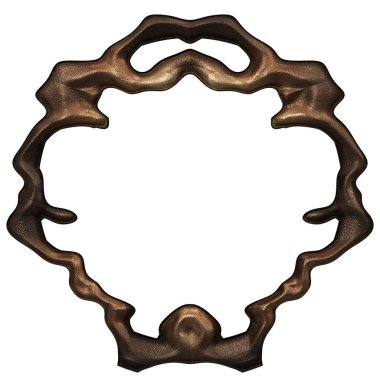 Üç boyutlu metalik illüstrasyon. Beyaz arka planda izole edilmiş fantezi çerçevesi. Davetiyeler, posterler, menü, hatıra defteri ve sunum için mükemmel. Metnin için şablon.