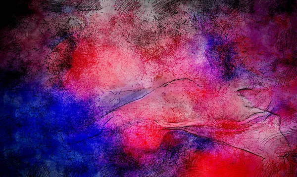 Grungy Ink Sketch Painting Wild Abstract Illustration Background Creative Colorful — Stock Photo, Image