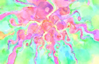 Modern fırça darbeleri. Poster, duvar sanatı, afiş, kart, kitap kapağı veya ambalaj için rahatlatıcı kompozisyonun yumuşak renkli çizimi. Pastel renklerle suluboya.