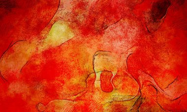 Boya üzerine ekşi mürekkep çizimi. Vahşi soyut illüstrasyon arka planı. Yaratıcı renkli duvar kağıdı. Aşırı kasvetli duvar kapağı. Kaotik resim.