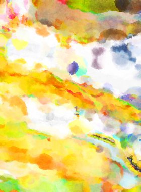 Modern fırça darbeleri. Poster, duvar sanatı, afiş, kart, kitap kapağı veya ambalaj için rahatlatıcı kompozisyonun yumuşak renkli çizimi. Pastel renklerle suluboya.