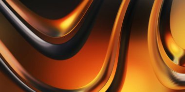 Renkli dalgalı yansıtıcı duvar kağıdının üç boyutlu çizimi. Duvar kağıdı, afiş, arkaplan, kart, kitap kapağı veya web sitesi için grafiksel illüstrasyon. Soyut arkaplan. 