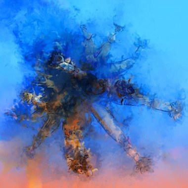 Tuval üzerinde etkileyici fırçalanmış resim. Soyut doku. 2D çizim. Geniş fırça darbeleri. Modern dijital sanat. Çağdaş fırça. Modern ifade. Popüler biçim boyanmış resim.