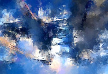 Tuval üzerinde etkileyici fırçalanmış resim. Soyut doku. 2D çizim. Geniş fırça darbeleri. Modern dijital sanat. Çağdaş fırça. Modern ifade. Popüler biçim boyanmış resim.