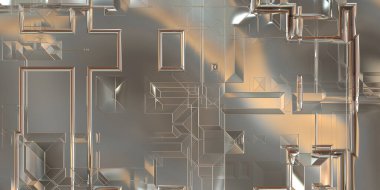 Parlak saten kaplama yüzey teknolojisi 3 boyutlu desen. Lüks yansımalı metal panel dokusu. Arkaplan, duvar kağıdı, uzay gemisi gövdesi için cilalanmış geometrik metal yansıtıcı fütüristik malzeme.