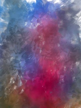 Vahşi ve büyük fırça darbeleri. Beyaz arka planda fırçalanmış soyut resim. Fırça darbesi ile boyanmış. Boya darbeleri. 2B Görüntü.