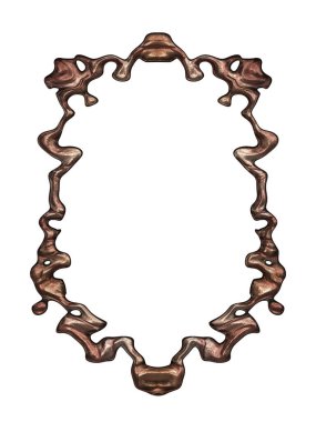 Üç boyutlu metalik illüstrasyon. Beyaz arka planda izole edilmiş fantezi çerçevesi. Davetiyeler, posterler, menü, hatıra defteri ve sunum için mükemmel. Metnin için şablon.