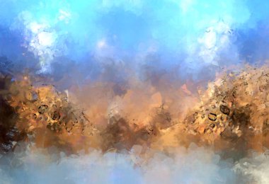 Tuval üzerinde etkileyici fırçalanmış resim. Soyut doku. 2D çizim. Geniş fırça darbeleri. Modern dijital sanat. Çağdaş fırça. Modern ifade. Popüler biçim boyanmış resim.