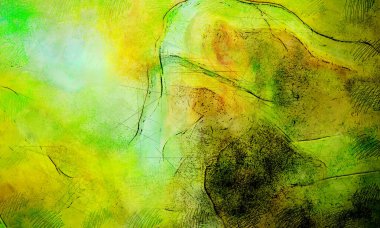 Boya üzerine ekşi mürekkep çizimi. Vahşi soyut illüstrasyon arka planı. Yaratıcı renkli duvar kağıdı. Aşırı kasvetli duvar kapağı. Kaotik resim.