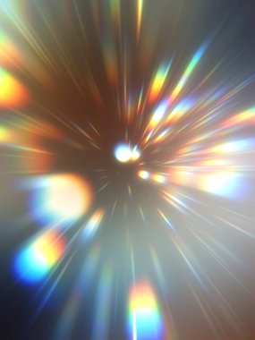 Parlak, canlı ve renkli duvar kağıtları. Parlayan parçacıkları ve çizgileri olan ışık patlaması yıldızı. Güzel soyut ışın arkaplanı.