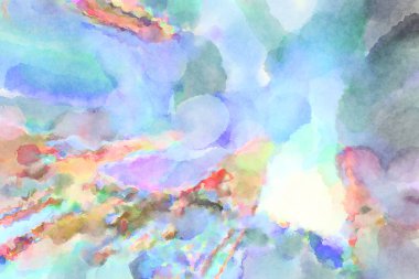 Modern fırça darbeleri. Poster, duvar sanatı, afiş, kart, kitap kapağı veya ambalaj için rahatlatıcı kompozisyonun yumuşak renkli çizimi. Pastel renklerle suluboya.