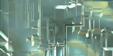 Parlak saten kaplama yüzey teknolojisi 3 boyutlu desen. Lüks yansımalı metal panel dokusu. Arkaplan, duvar kağıdı, uzay gemisi gövdesi için cilalanmış geometrik metal yansıtıcı fütüristik malzeme.