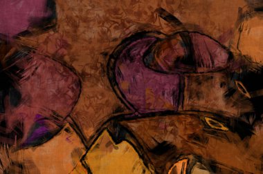 Kaos duvarı sanatı. Sanatsal canlılık ve renkli duvar kâğıdı. Kaotik resim. Taranmış Boyalı Soyut Arkaplan. Fırça darbesi ile boyanmış. Tuval üzerinde etkileyici fırçalanmış resim