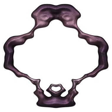 Üç boyutlu metalik illüstrasyon. Beyaz arka planda izole edilmiş fantezi çerçevesi. Davetiyeler, posterler, menü, hatıra defteri ve sunum için mükemmel. Metnin için şablon.