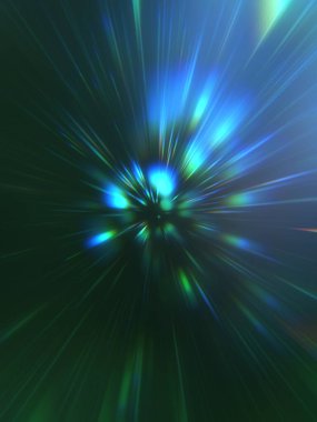 Parlak, canlı ve renkli duvar kağıtları. Parlayan parçacıkları ve çizgileri olan ışık patlaması yıldızı. Güzel soyut ışın arkaplanı.