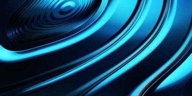 Renkli dalgalı yansıtıcı duvar kağıdının üç boyutlu çizimi. Duvar kağıdı, afiş, arkaplan, kart, kitap kapağı veya web sitesi için grafiksel illüstrasyon. Soyut arkaplan. 