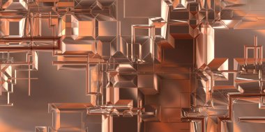 Parlak saten kaplama yüzey teknolojisi 3 boyutlu desen. Lüks yansımalı metal panel dokusu. Arkaplan, duvar kağıdı, uzay gemisi gövdesi için cilalanmış geometrik metal yansıtıcı fütüristik malzeme.