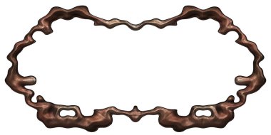 Üç boyutlu metalik illüstrasyon. Beyaz arka planda izole edilmiş fantezi çerçevesi. Davetiyeler, posterler, menü, hatıra defteri ve sunum için mükemmel. Metnin için şablon.