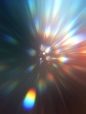 Parlak, canlı ve renkli duvar kağıtları. Parlayan parçacıkları ve çizgileri olan ışık patlaması yıldızı. Güzel soyut ışın arkaplanı.