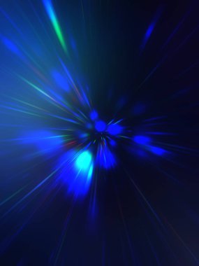 Parlak, canlı ve renkli duvar kağıtları. Parlayan parçacıkları ve çizgileri olan ışık patlaması yıldızı. Güzel soyut ışın arkaplanı.