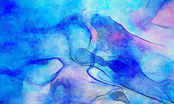 Grungy Ink Sketch Painting Wild Abstract Illustration Background Creative Colorful — Stock Photo, Image