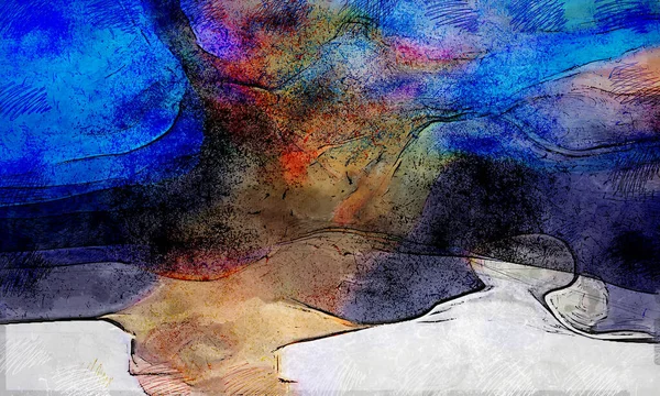 Szkic Tuszu Malarstwie Dzikie Abstrakcyjne Tło Ilustracji Kreatywne Kolorowe Tapety — Zdjęcie stockowe