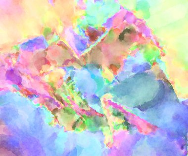 Modern fırça darbeleri. Poster, duvar sanatı, afiş, kart, kitap kapağı veya ambalaj için rahatlatıcı kompozisyonun yumuşak renkli çizimi. Pastel renklerle suluboya.