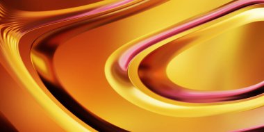 Renkli dalgalı yansıtıcı duvar kağıdının üç boyutlu çizimi. Duvar kağıdı, afiş, arkaplan, kart, kitap kapağı veya web sitesi için grafiksel illüstrasyon. Soyut arkaplan. 