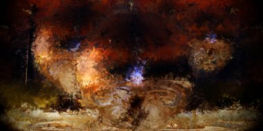 Tuval üzerinde etkileyici fırçalanmış resim. Soyut doku. 2D çizim. Geniş fırça darbeleri. Modern dijital sanat. Çağdaş fırça. Modern ifade. Popüler biçim boyanmış resim.