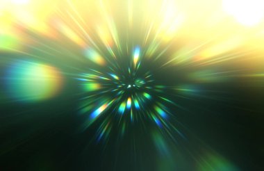 Parlak, canlı ve renkli duvar kağıtları. Parlayan parçacıkları ve çizgileri olan ışık patlaması yıldızı. Güzel soyut ışın arkaplanı.