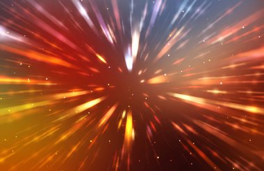 Parlak, canlı ve renkli duvar kağıtları. Parlayan parçacıkları ve çizgileri olan ışık patlaması yıldızı. Güzel soyut ışın arkaplanı.