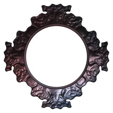 Üç boyutlu metalik illüstrasyon. Beyaz arka planda izole edilmiş fantezi çerçevesi. Davetiyeler, posterler, menü, hatıra defteri ve sunum için mükemmel. Metnin için şablon.