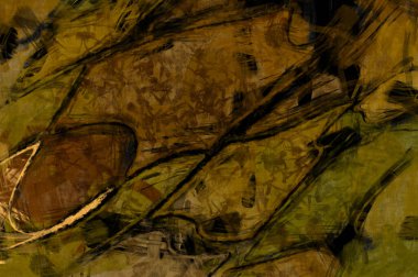 Kaos duvarı sanatı. Sanatsal canlılık ve renkli duvar kâğıdı. Kaotik resim. Taranmış Boyalı Soyut Arkaplan. Fırça darbesi ile boyanmış. Tuval üzerinde etkileyici fırçalanmış resim