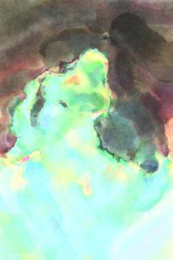 Modern fırça darbeleri. Poster, duvar sanatı, afiş, kart, kitap kapağı veya ambalaj için rahatlatıcı kompozisyonun yumuşak renkli çizimi. Pastel renklerle suluboya.