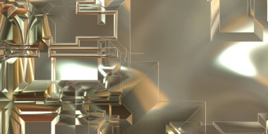 Parlak saten kaplama yüzey teknolojisi 3 boyutlu desen. Lüks yansımalı metal panel dokusu. Arkaplan, duvar kağıdı, uzay gemisi gövdesi için cilalanmış geometrik metal yansıtıcı fütüristik malzeme.