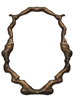 Üç boyutlu metalik illüstrasyon. Beyaz arka planda izole edilmiş fantezi çerçevesi. Davetiyeler, posterler, menü, hatıra defteri ve sunum için mükemmel. Metnin için şablon.