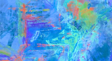 Kaos duvarı sanatı. Sanatsal canlılık ve renkli duvar kâğıdı. Kaotik resim. Taranmış Boyalı Soyut Arkaplan. Fırça darbesi ile boyanmış. Tuval üzerinde etkileyici fırçalanmış resim