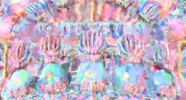 Modern fırça darbeleri. Poster, duvar sanatı, afiş, kart, kitap kapağı veya ambalaj için rahatlatıcı kompozisyonun yumuşak renkli çizimi. Pastel renklerle suluboya.