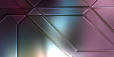 Üç boyutlu metalik panel dokusu. Renkli, parlak, soyut duvar kağıdı. Geometrik teknolojik parlak yansıtıcı arkaplan.