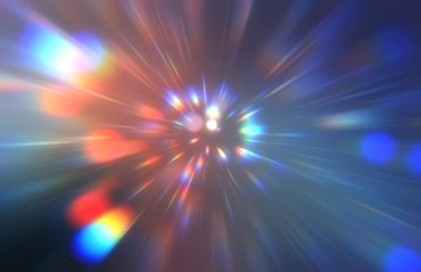 Parlak, canlı ve renkli duvar kağıtları. Parlayan parçacıkları ve çizgileri olan ışık patlaması yıldızı. Güzel soyut ışın arkaplanı.