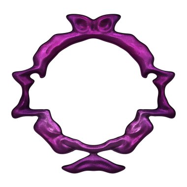 Üç boyutlu metalik illüstrasyon. Beyaz arka planda izole edilmiş fantezi çerçevesi. Davetiyeler, posterler, menü, hatıra defteri ve sunum için mükemmel. Metnin için şablon.