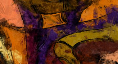 Kaos duvarı sanatı. Sanatsal canlılık ve renkli duvar kâğıdı. Kaotik resim. Taranmış Boyalı Soyut Arkaplan. Fırça darbesi ile boyanmış. Tuval üzerinde etkileyici fırçalanmış resim