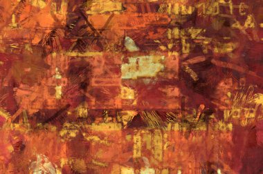 Kaos duvarı sanatı. Sanatsal canlılık ve renkli duvar kâğıdı. Kaotik resim. Taranmış Boyalı Soyut Arkaplan. Fırça darbesi ile boyanmış. Tuval üzerinde etkileyici fırçalanmış resim