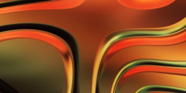 Renkli dalgalı yansıtıcı duvar kağıdının üç boyutlu çizimi. Duvar kağıdı, afiş, arkaplan, kart, kitap kapağı veya web sitesi için grafiksel illüstrasyon. Soyut arkaplan. 