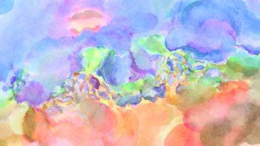 Modern fırça darbeleri. Poster, duvar sanatı, afiş, kart, kitap kapağı veya ambalaj için rahatlatıcı kompozisyonun yumuşak renkli çizimi. Pastel renklerle suluboya.