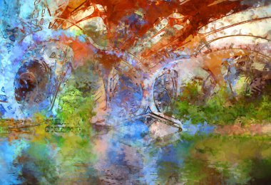 Tuval üzerinde etkileyici fırçalanmış resim. Soyut doku. 2D çizim. Geniş fırça darbeleri. Modern dijital sanat. Çağdaş fırça. Modern ifade. Popüler biçim boyanmış resim.