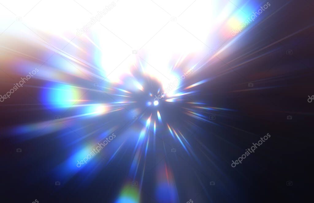 Glossy vibrant and colorful wallpaper. Light explosion star with glowing particles and lines. Beautiful abstract rays background.