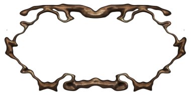 Üç boyutlu metalik illüstrasyon. Beyaz arka planda izole edilmiş fantezi çerçevesi. Davetiyeler, posterler, menü, hatıra defteri ve sunum için mükemmel. Metnin için şablon.