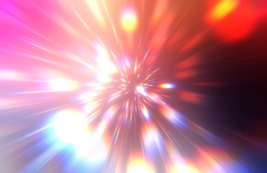 Parlak, canlı ve renkli duvar kağıtları. Parlayan parçacıkları ve çizgileri olan ışık patlaması yıldızı. Güzel soyut ışın arkaplanı.